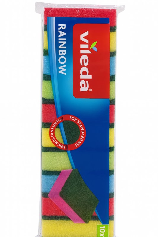 Set bureți de vase Vileda Rainbow, 10 bucăți – abrazivi, colorați, pentru curățare eficientă